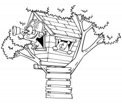 malowanki domek na drzewie do druku 1