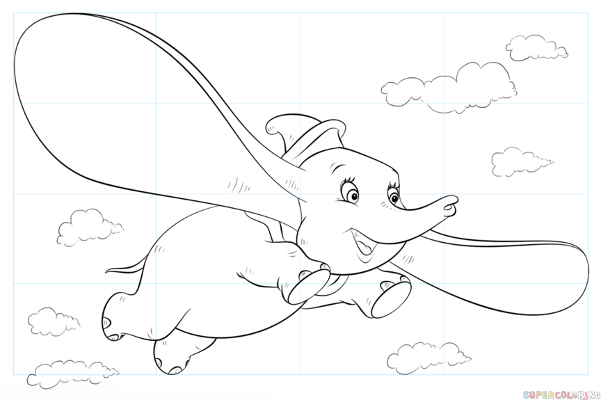 jak narysować latającego dumbo