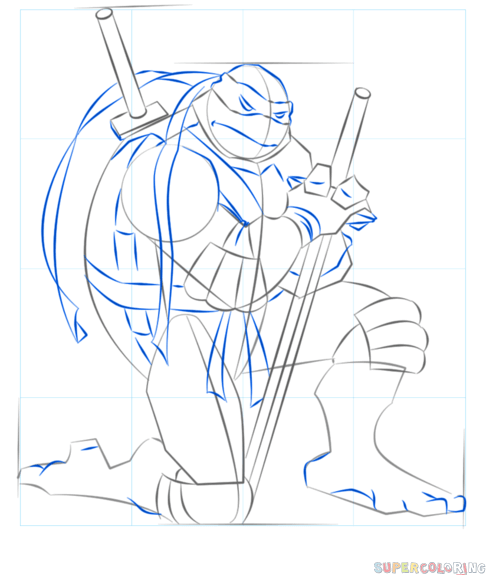 jak narysować leonardo z żółwii ninja krok 9