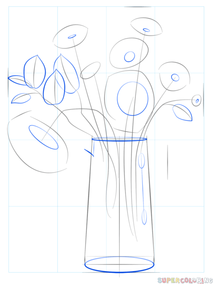jak narysować bukiet kwiatów krok 3