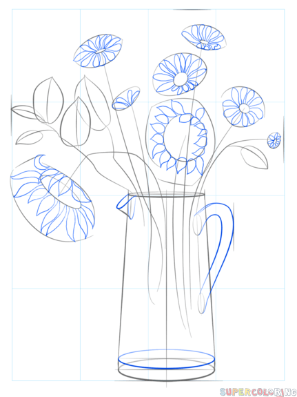 jak narysować bukiet kwiatów krok 4