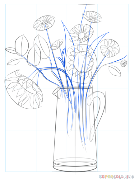 jak narysować bukiet kwiatów krok 5