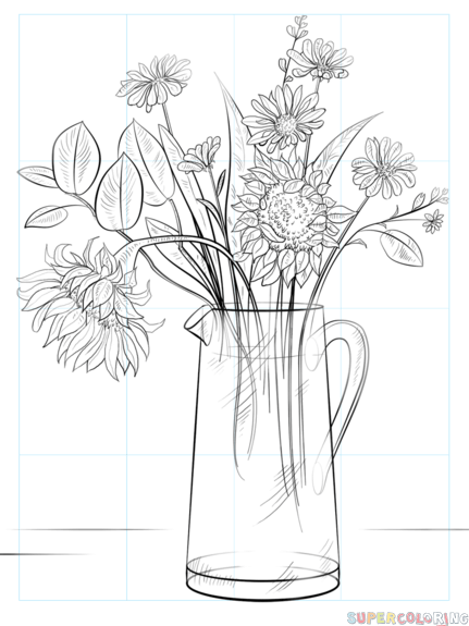 jak narysować bukiet kwiatów