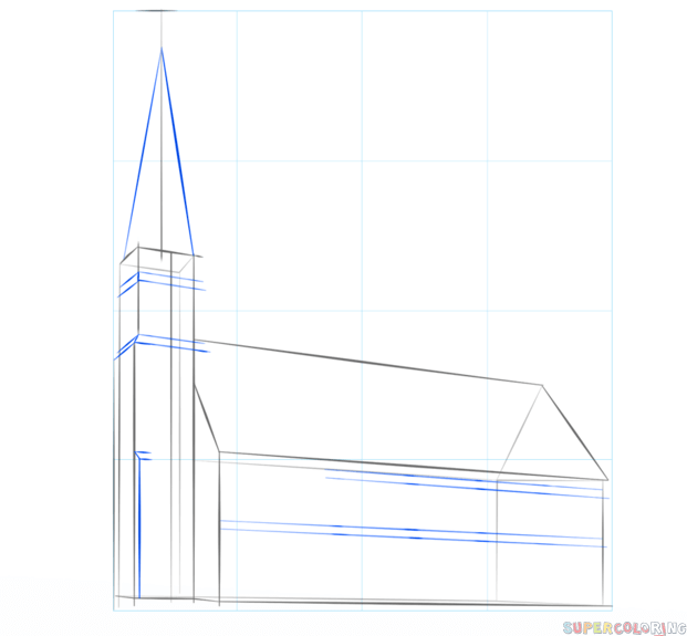 jak narysować kościół krok 3