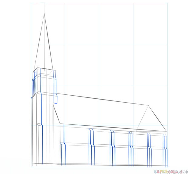jak narysować kościół krok 4