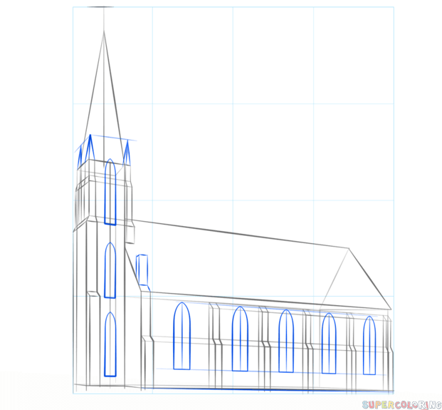 jak narysować kościół krok 5