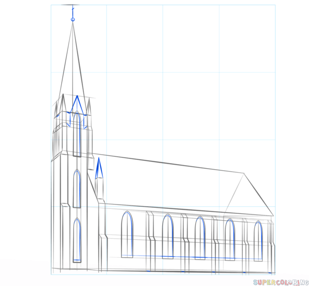 jak narysować kościół krok 6