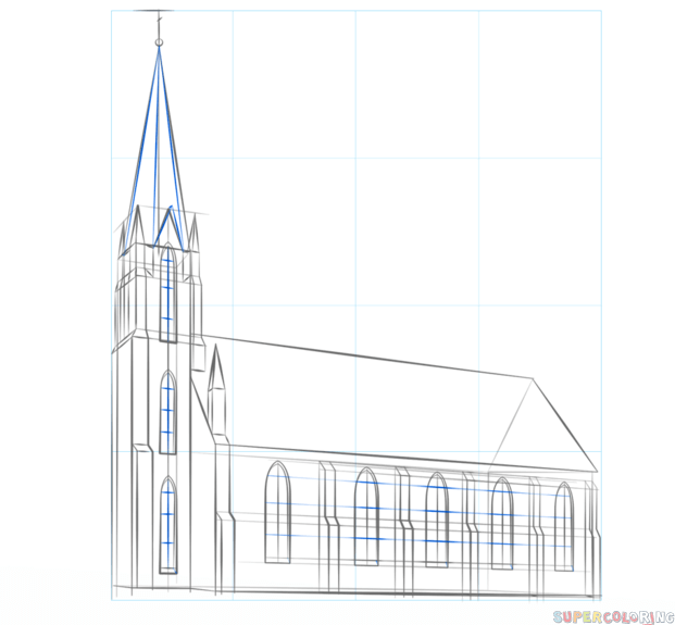 jak narysować kościół krok 7