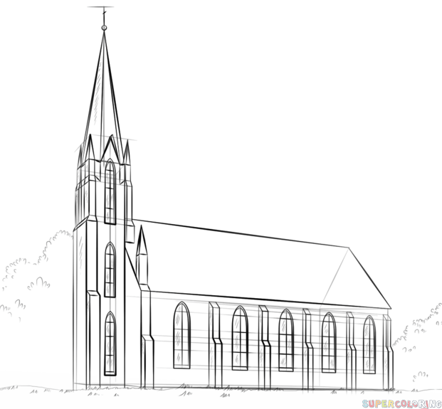 jak narysować kościół krok 8