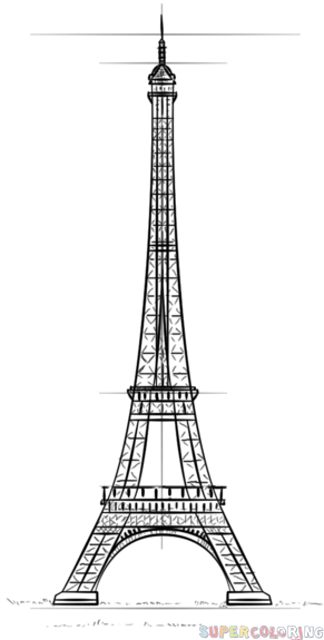 jak narysować wieżę Eiffela krok 1
