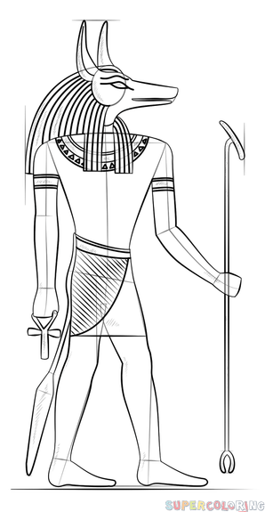 jak narysować anubisa egipskiego boga krok 8