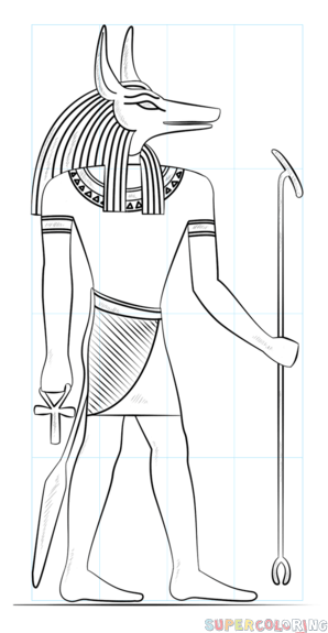 jak narysować anubisa egipskiego boga