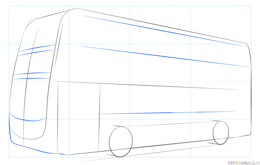 jak narysować autobus piętrowy krok 3
