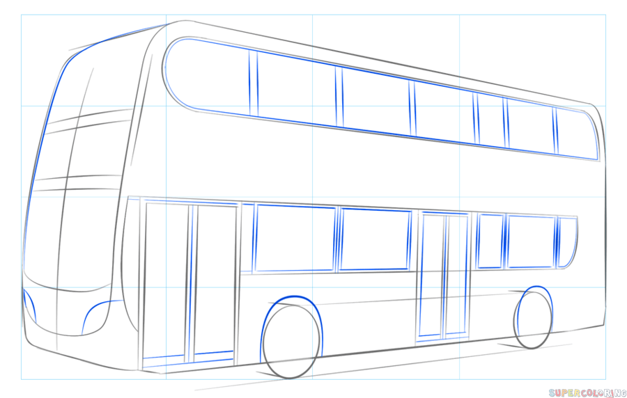 jak narysować autobus piętrowy krok 5