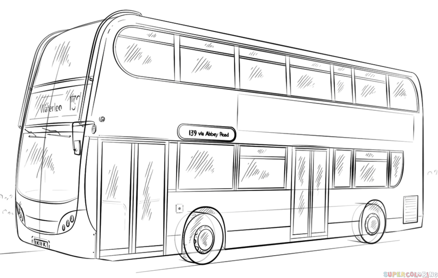 jak narysować autobus piętrowy krok 8