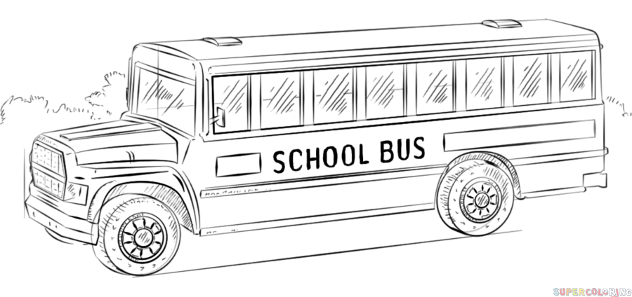 jak narysować autobus szkolny krok 1