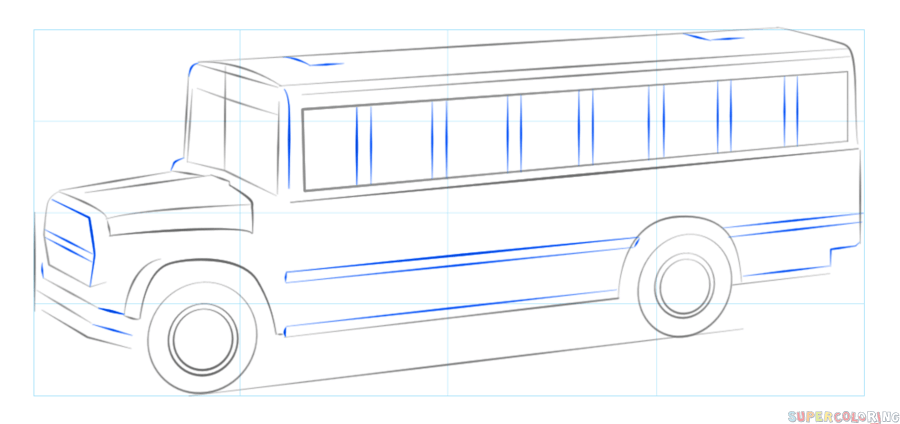 jak narysować autobus szkolny krok 7