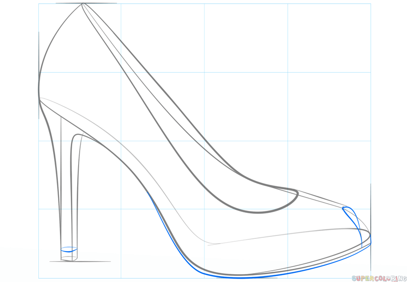 jak narysować but na wysokim obcasie krok 5