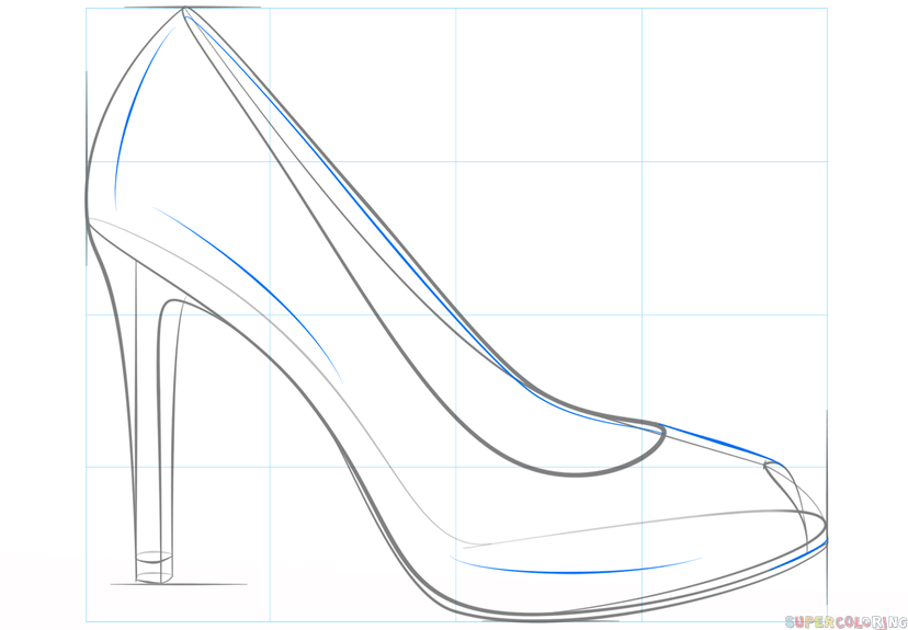 jak narysować but na wysokim obcasie krok 6