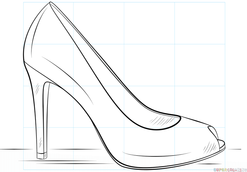 jak narysować but na wysokim obcasie krok 8