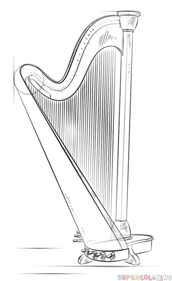 jak narysować harfę krok 1