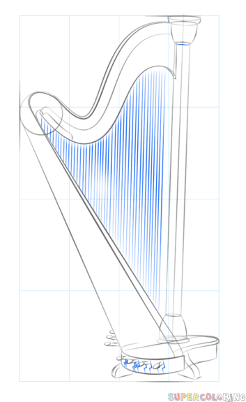 jak narysować harfę krok 9