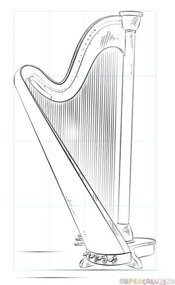 jak narysować harfę krok 10