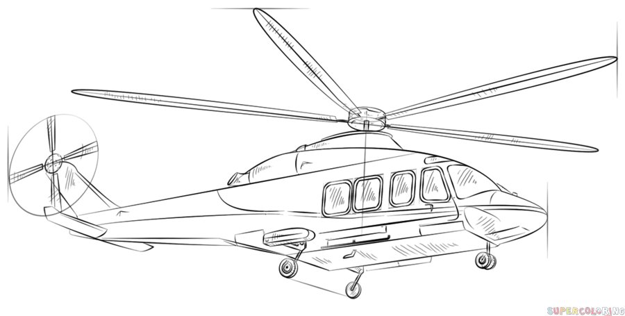 jak narysować helikopter krok 1