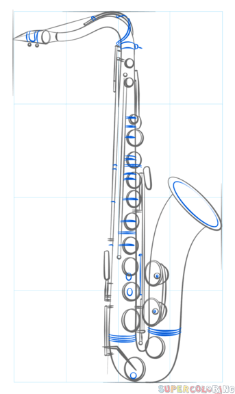 jak narysować saksofon krok 7