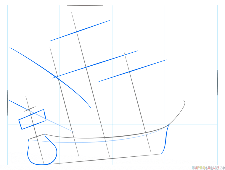 jak narysować statek piracki krok 2