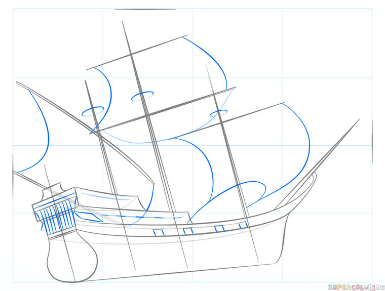jak narysować statek piracki krok 5