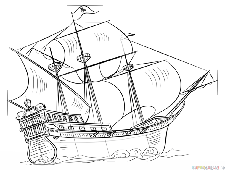 jak narysować statek piracki krok 8