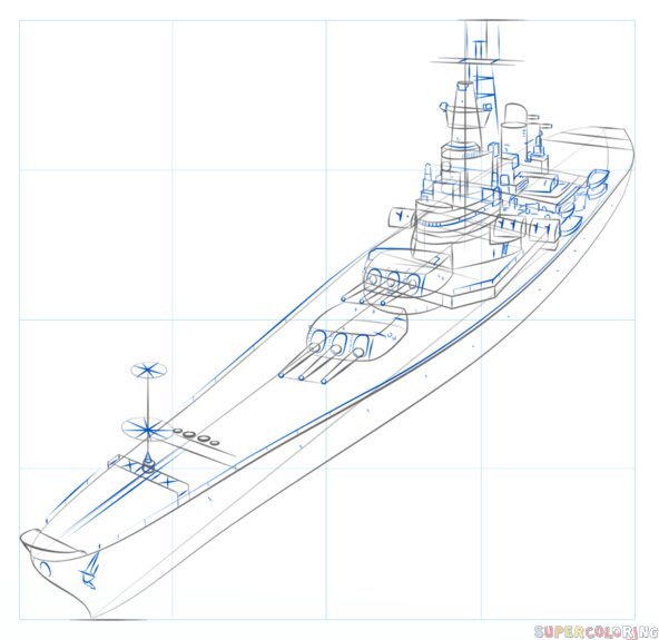 jak narysować statek wojenny krok 7