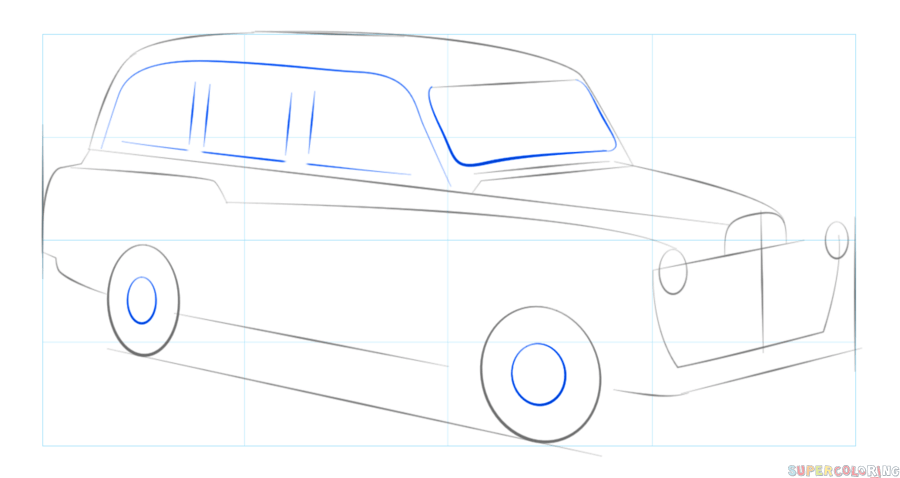 jak narysować taksówkę z londynu krok 7