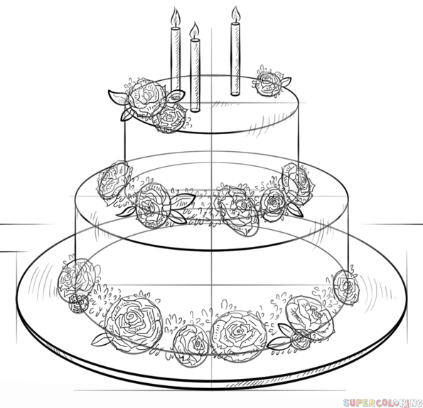 jak narysować tort urodzinowy krok 7