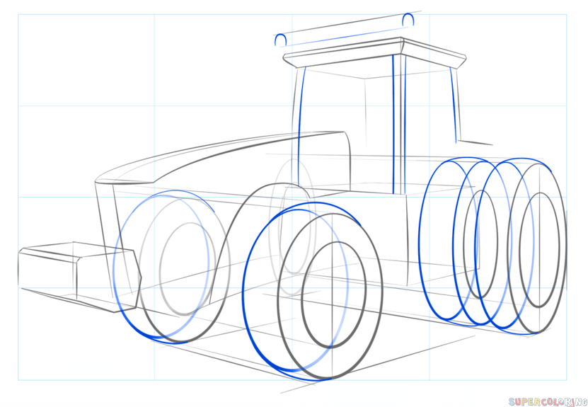 jak narysować traktor krok 5
