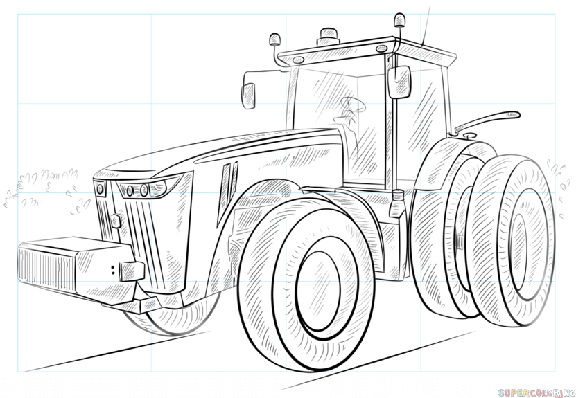 jak narysować traktor krok 9