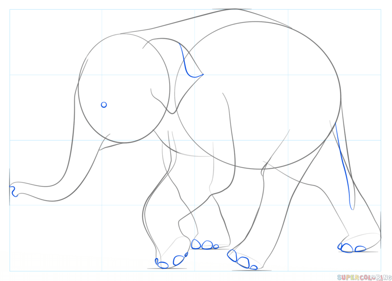 jak narysować małe słoniątko krok 5