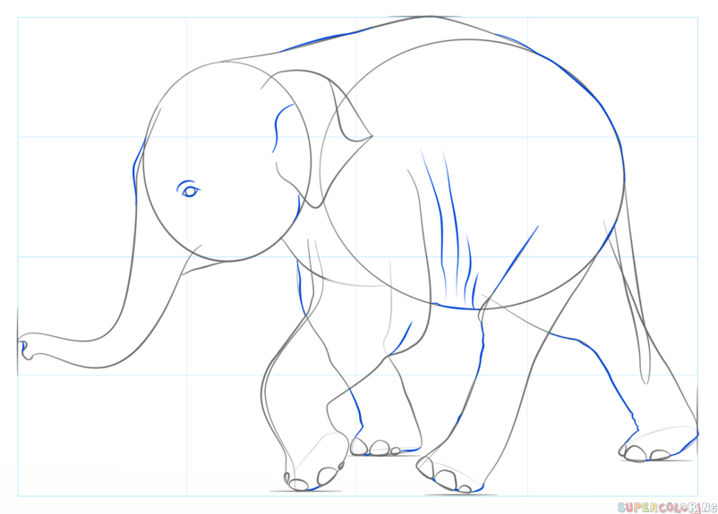 jak narysować małe słoniątko krok 6