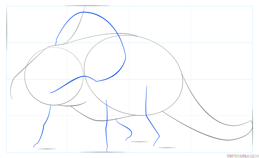 jak narysować triceratopsa krok 4