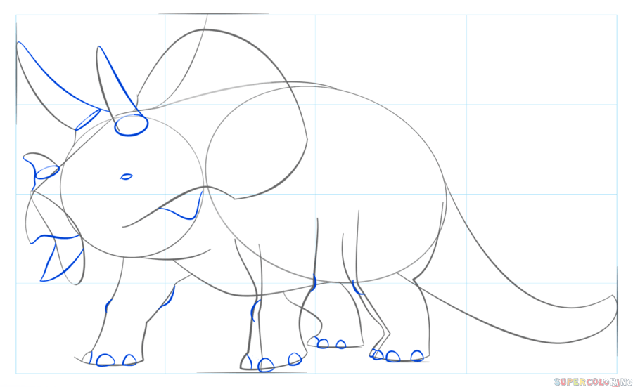 jak narysować triceratopsa krok 6