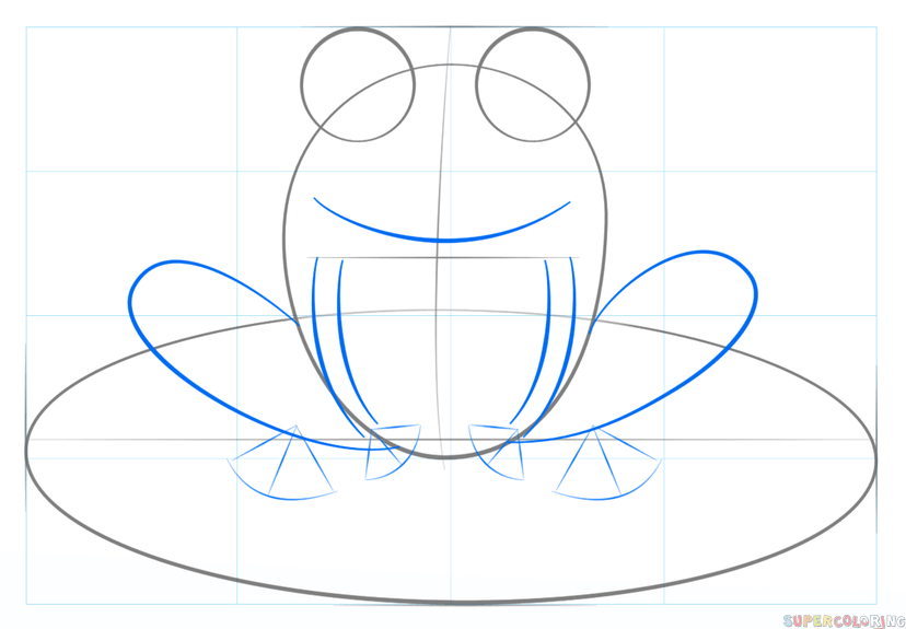jak narysować żabę na lilii krok 3